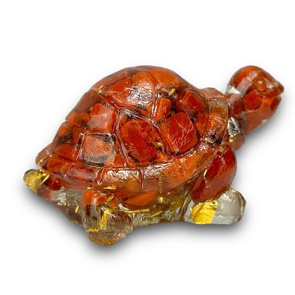 Resin Turtle Inlaid Red Jasper 1" Figurine Clear Root Chakra Balance Power - Picture 5 of 8